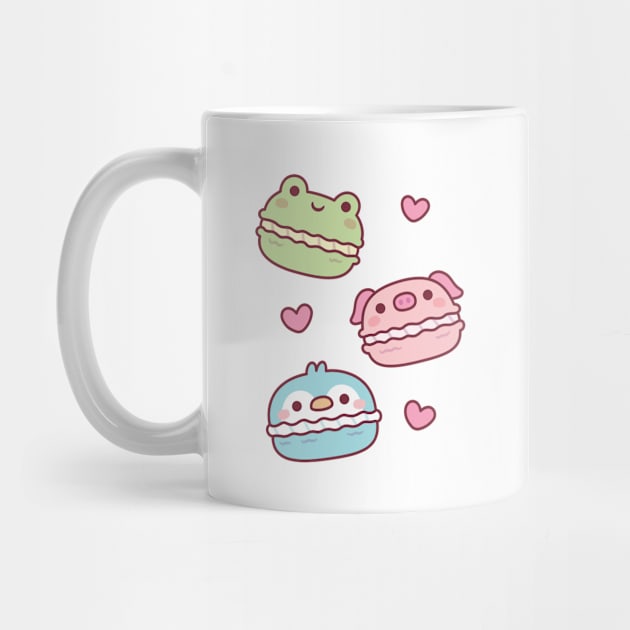 Cute Green Frog Pink Piggy Blue Penguin Macarons by rustydoodle